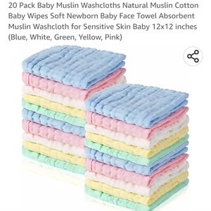 COPY - COPY - Two boxes 20 pieces Organic Muslin Washcloths New